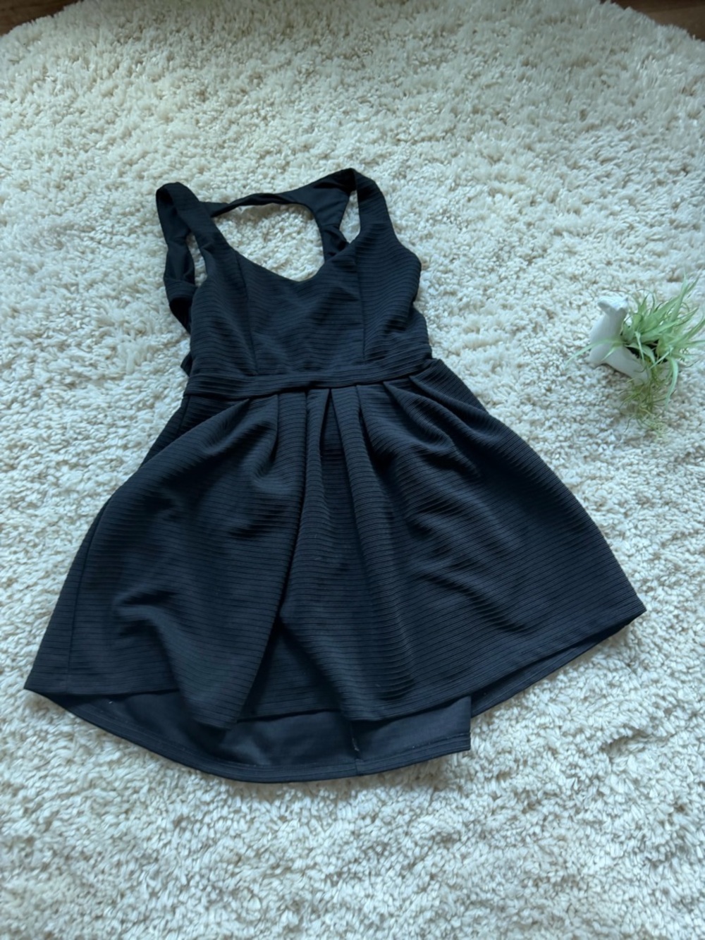 Poof super beautiful flare women’s Black Ribbed High-Low Sleeveless Dress